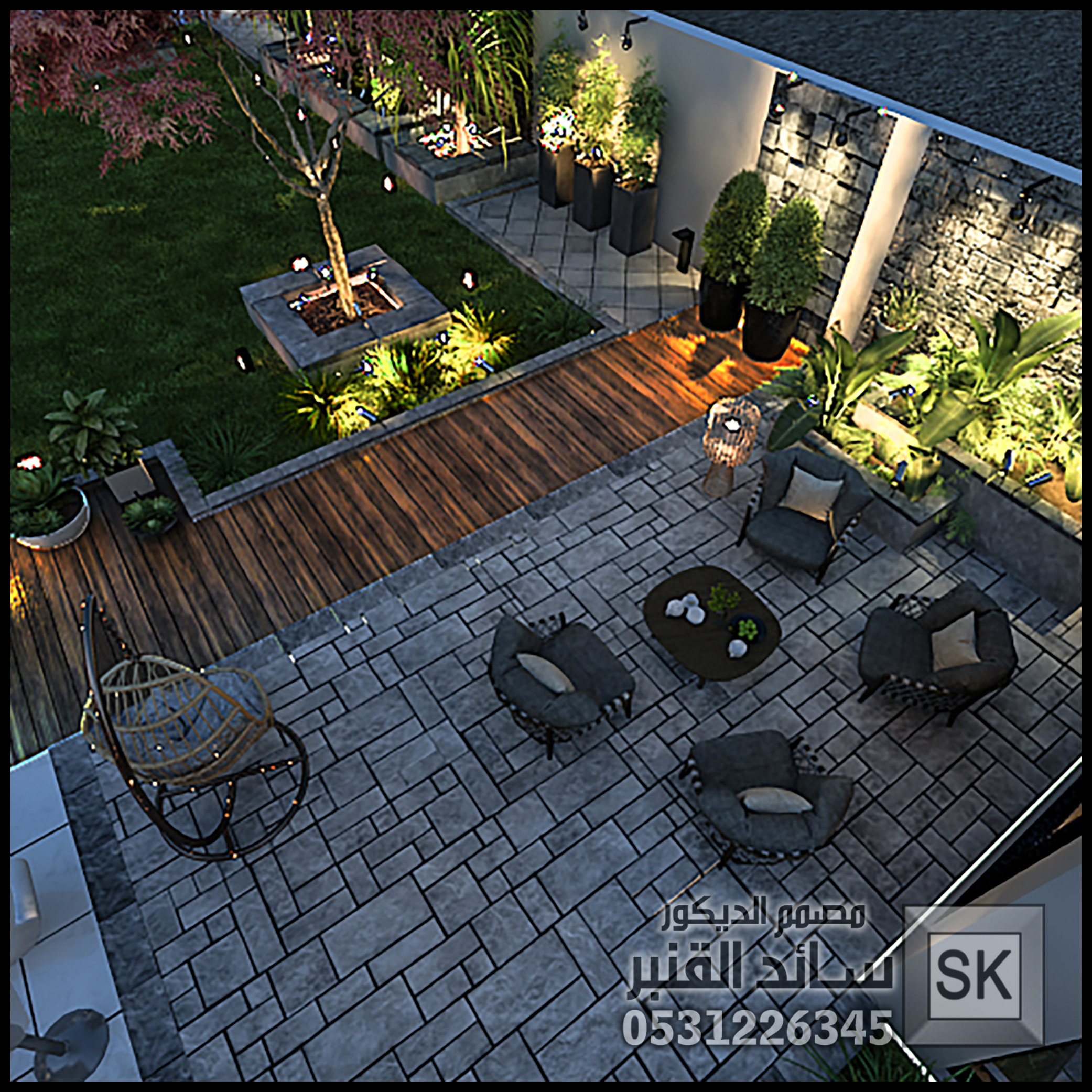 لاندسكيب إستراحات فخمة في القصيم من أعمال مصمم الاندسكيب سائد القنبر