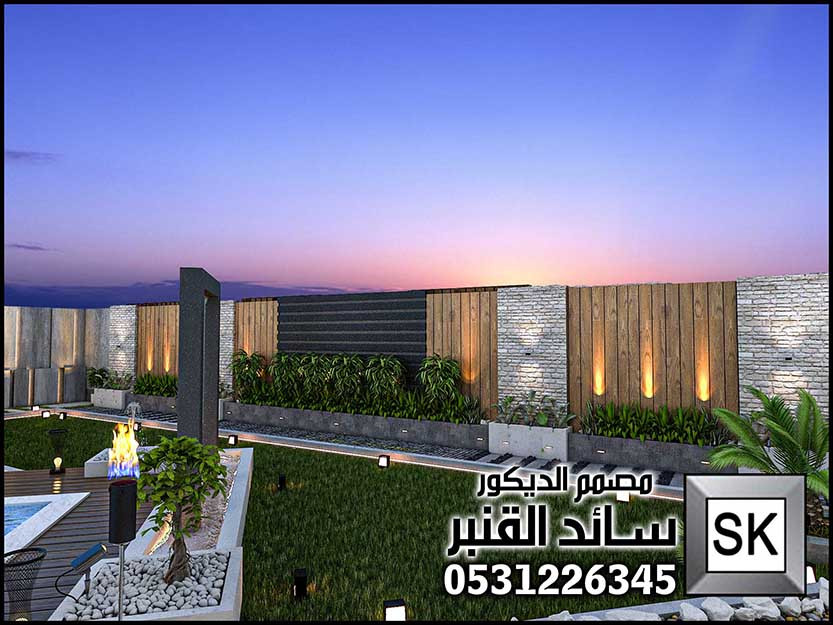 تصميم لاندسكيب إستراحات فخمة في القصيم من أعمال مصمم الديكور سائد القنبر