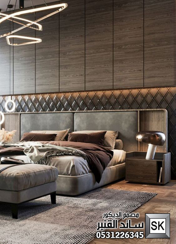 غرف نوم رئيسية فندقية في السعودية من أعمال مصمم الديكور سائد القنبر