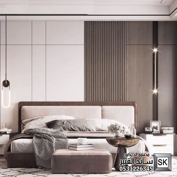 غرف نوم رئيسية فندقية في السعودية من أعمال مصمم الديكور سائد القنبر