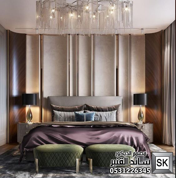 غرف نوم رئيسية فندقية في السعودية من أعمال مصمم الديكور سائد القنبر