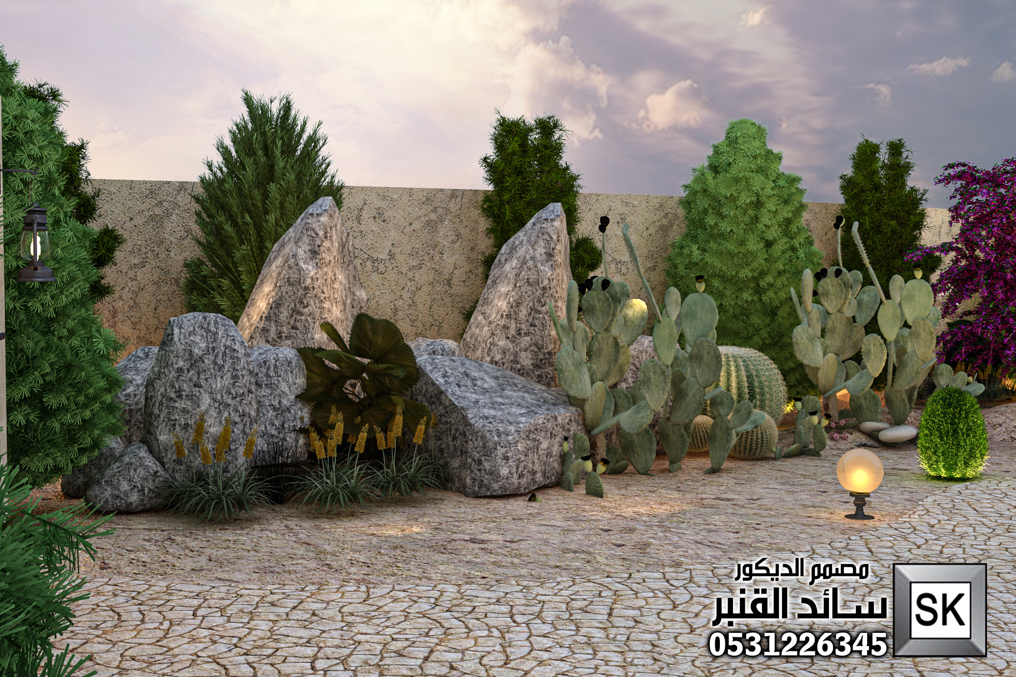 تصميم لاندسكيب مزارع فخمة في الطائف من أعمال مصمم الديكور سائد القنبر