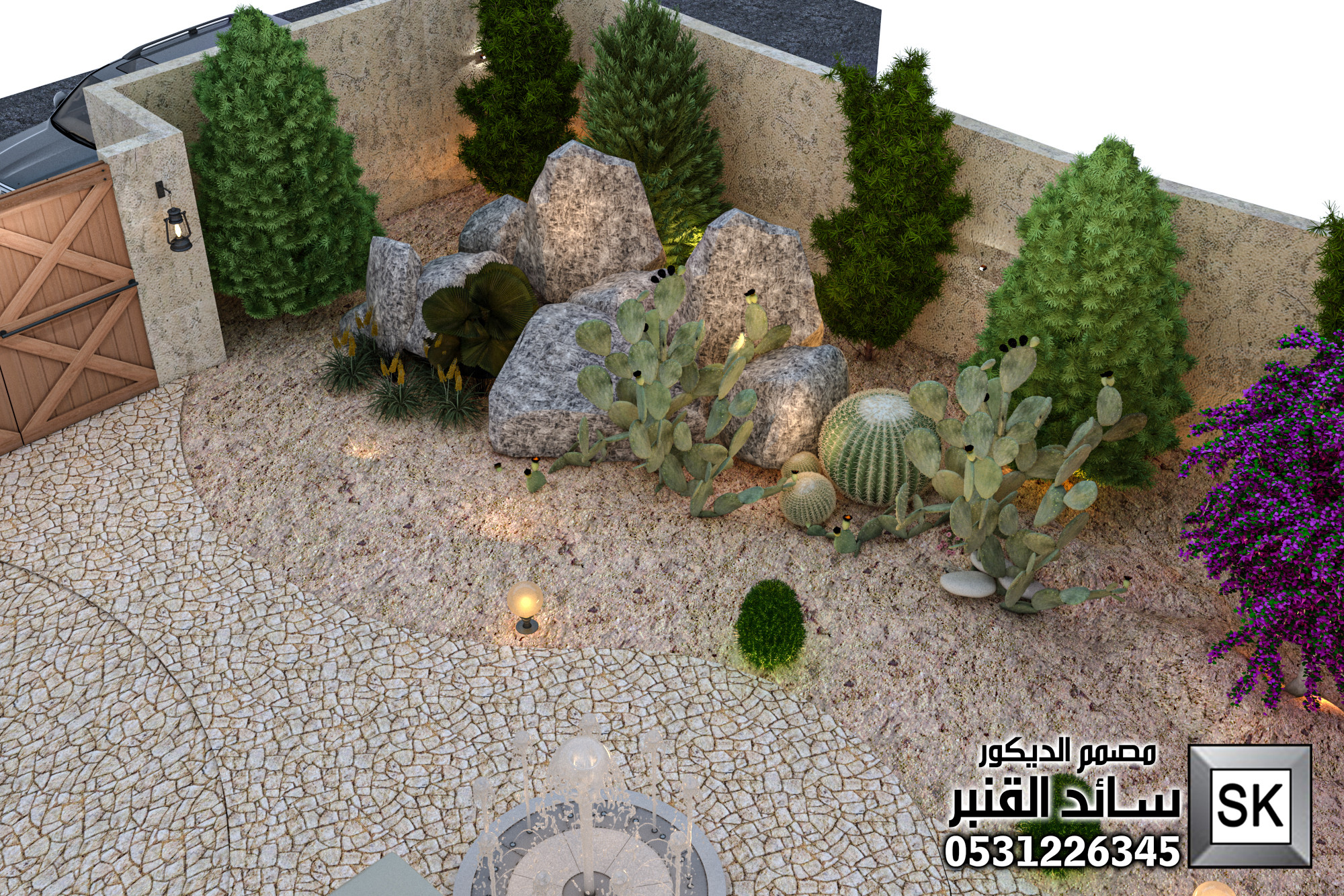 تصميم لاندسكيب مزارع فخمة في الطائف من أعمال مصمم الديكور سائد القنبر