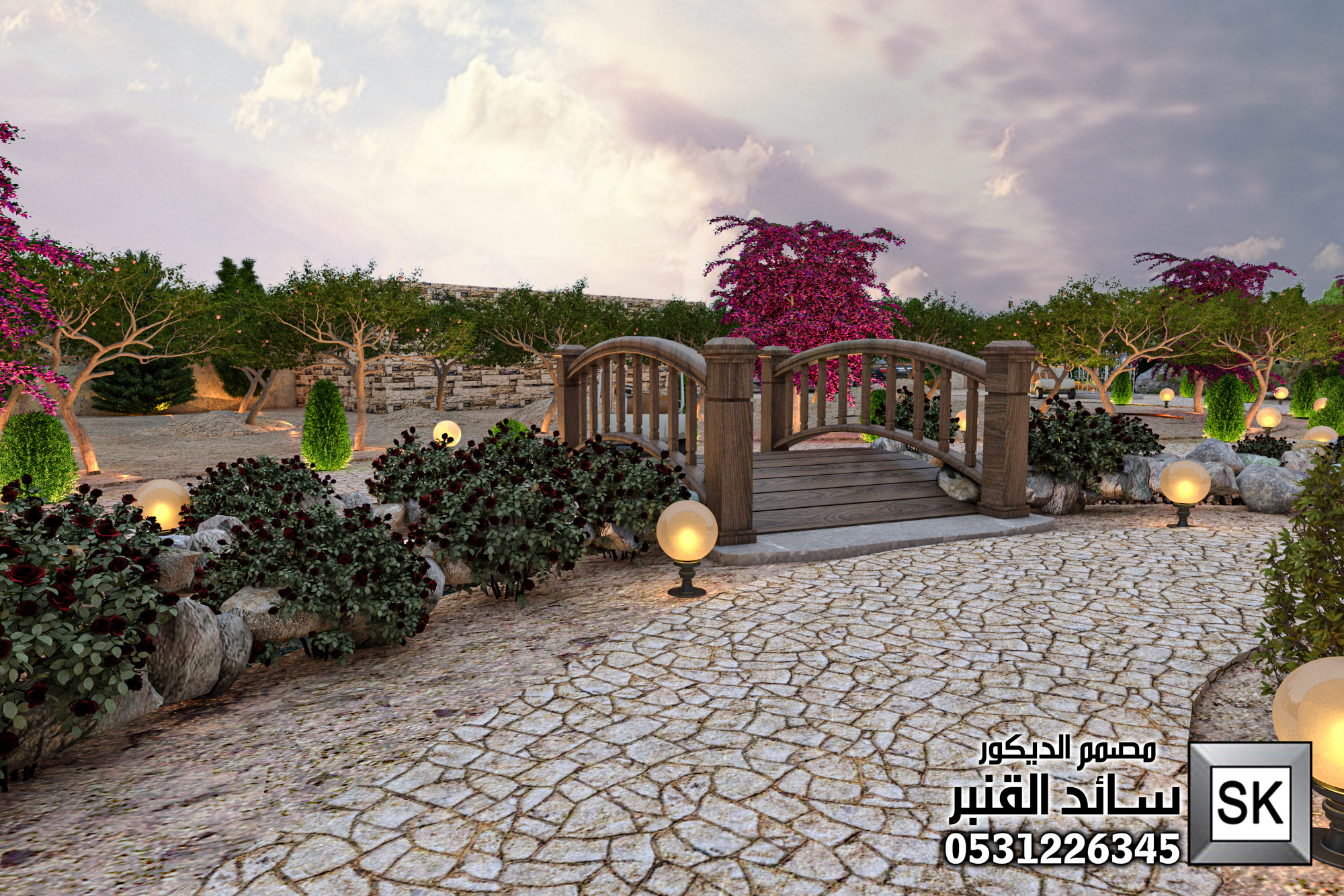 لانسكيب مزرعة فخمة في الطائف من أعمال مصمم الاندسكيب سائد القنبر