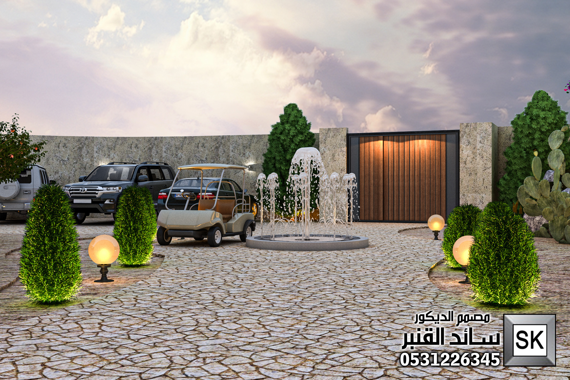 لانسكيب مزرعة فخمة في الطائف من أعمال مصمم الاندسكيب سائد القنبر