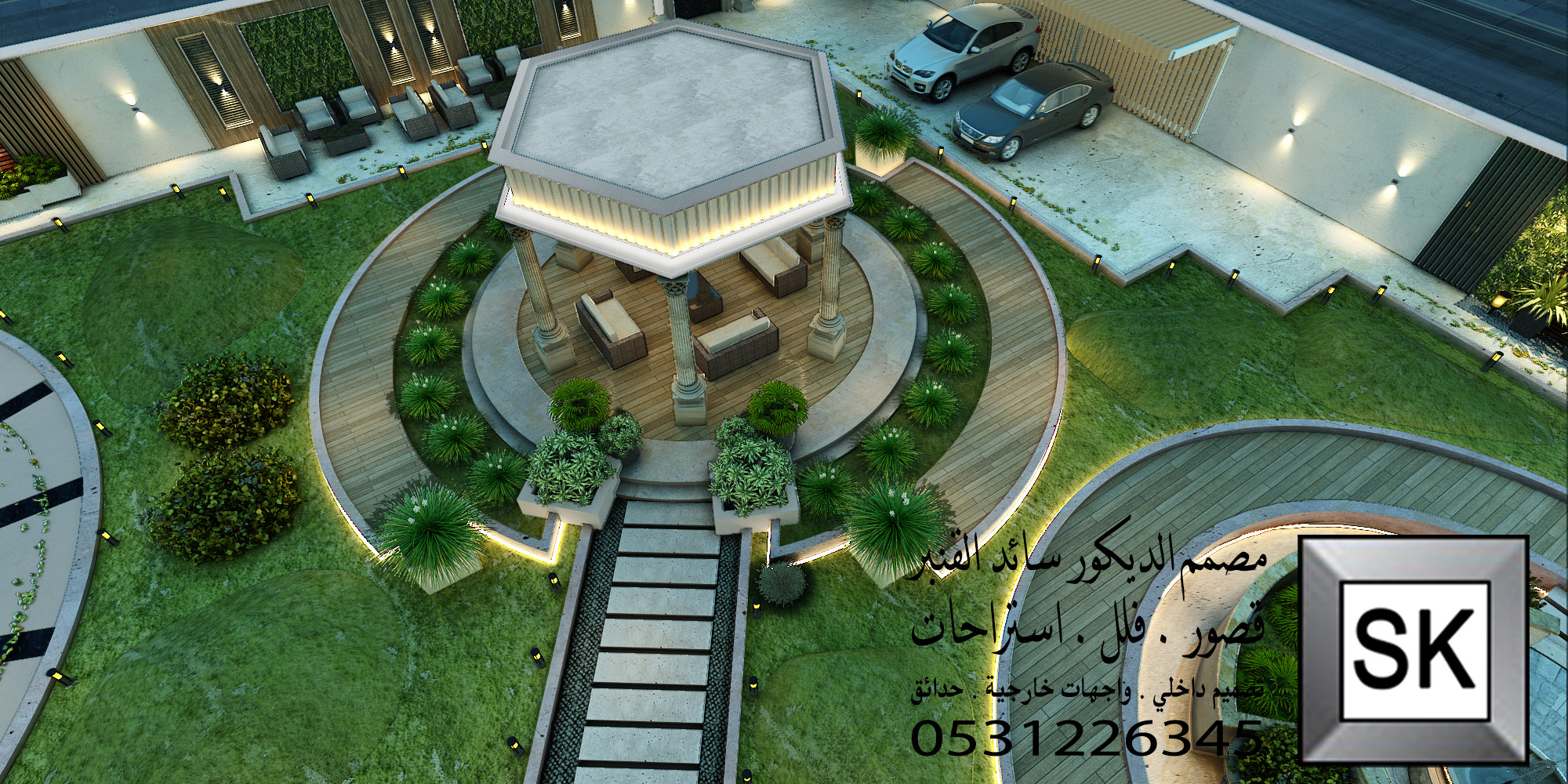 لاندسكيب قصر فاخر في نجران من أعمال مصمم الاندسكيب سائد القنبر
