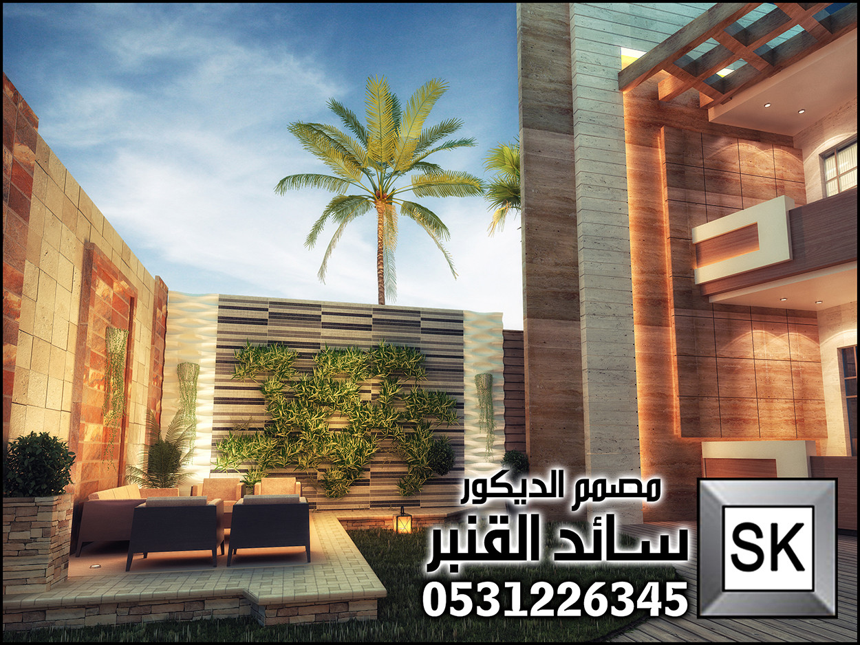 واجهة فيلا في نجران تكسيات رخام ترفنتينو من أعمال مصمم الديكور سائد القنبر