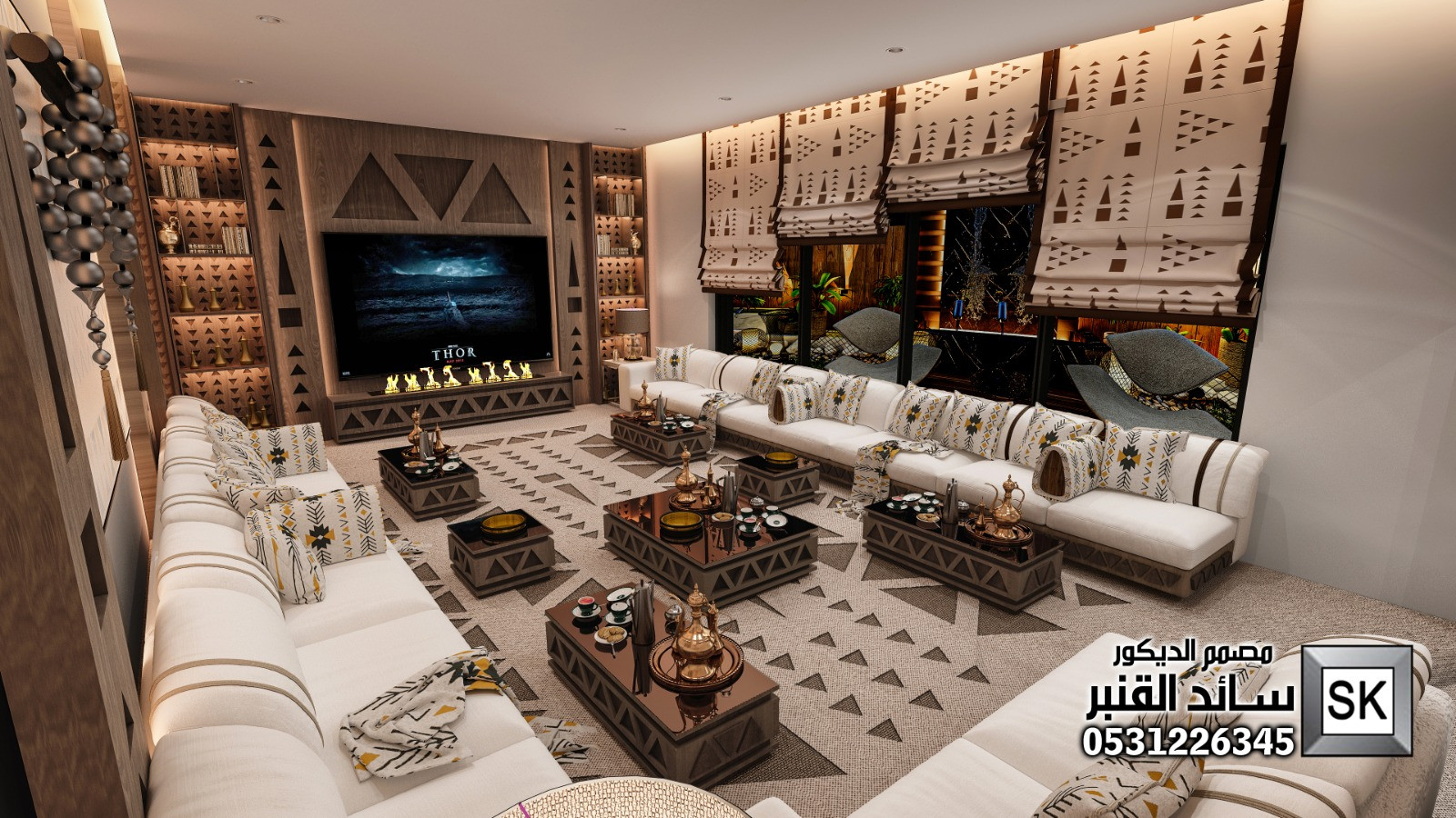 مجالس رجال نجدية فخمة في الاحساء  من أعمال مصمم الديكور سائد القنبر