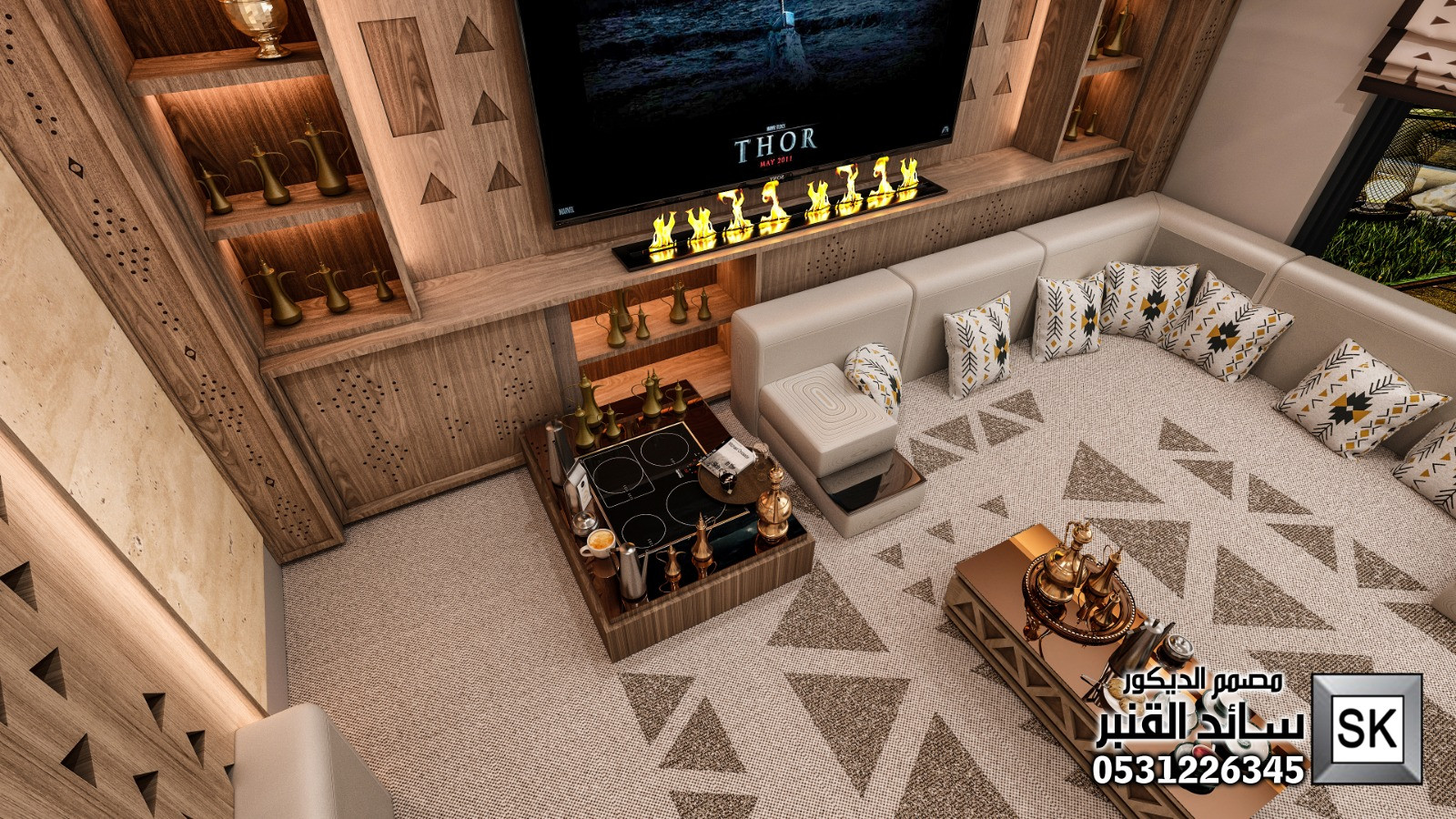 مجالس رجال نجدية فخمة في الاحساء  من أعمال مصمم الديكور سائد القنبر