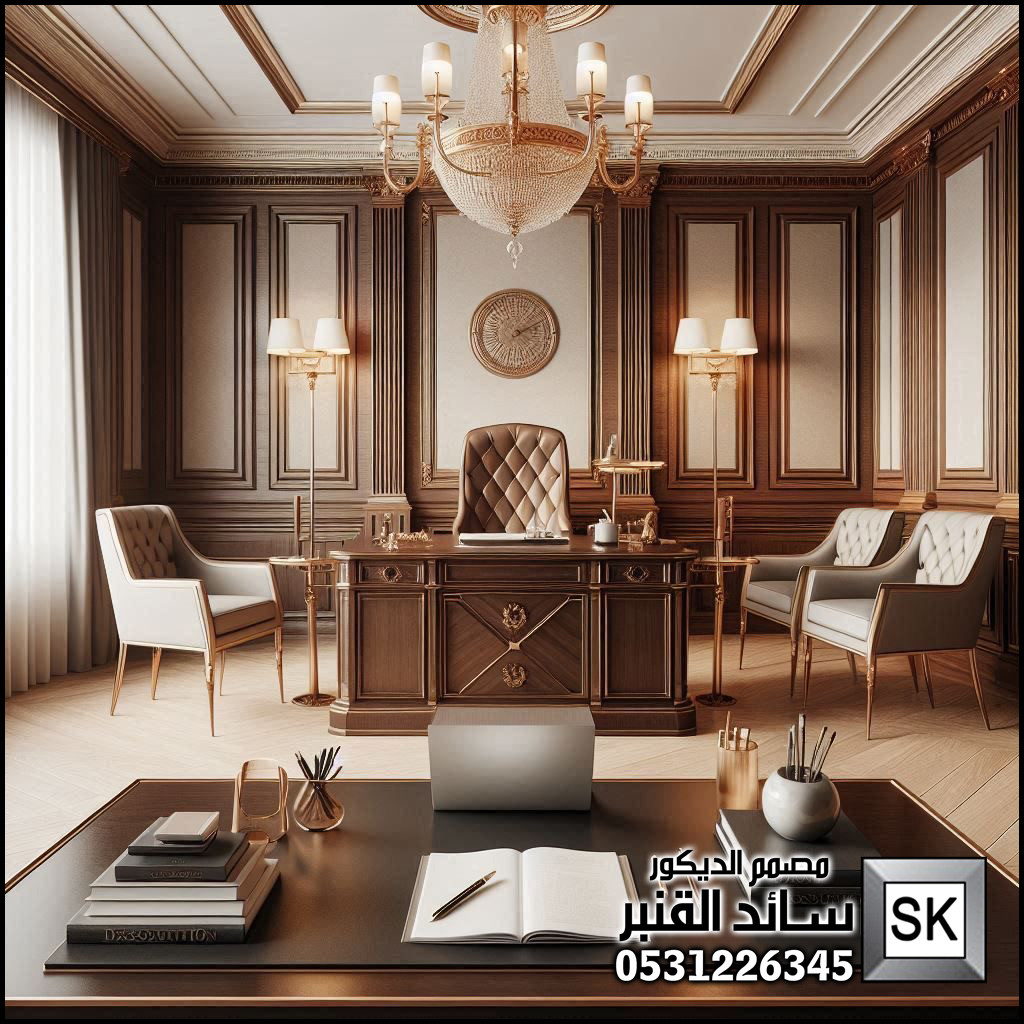تصميم مكاتب و غرف إجتماعات لرجال الأعمال و الشيوح في الرياض من أعمال مصمم الديكور سائد القنبر
