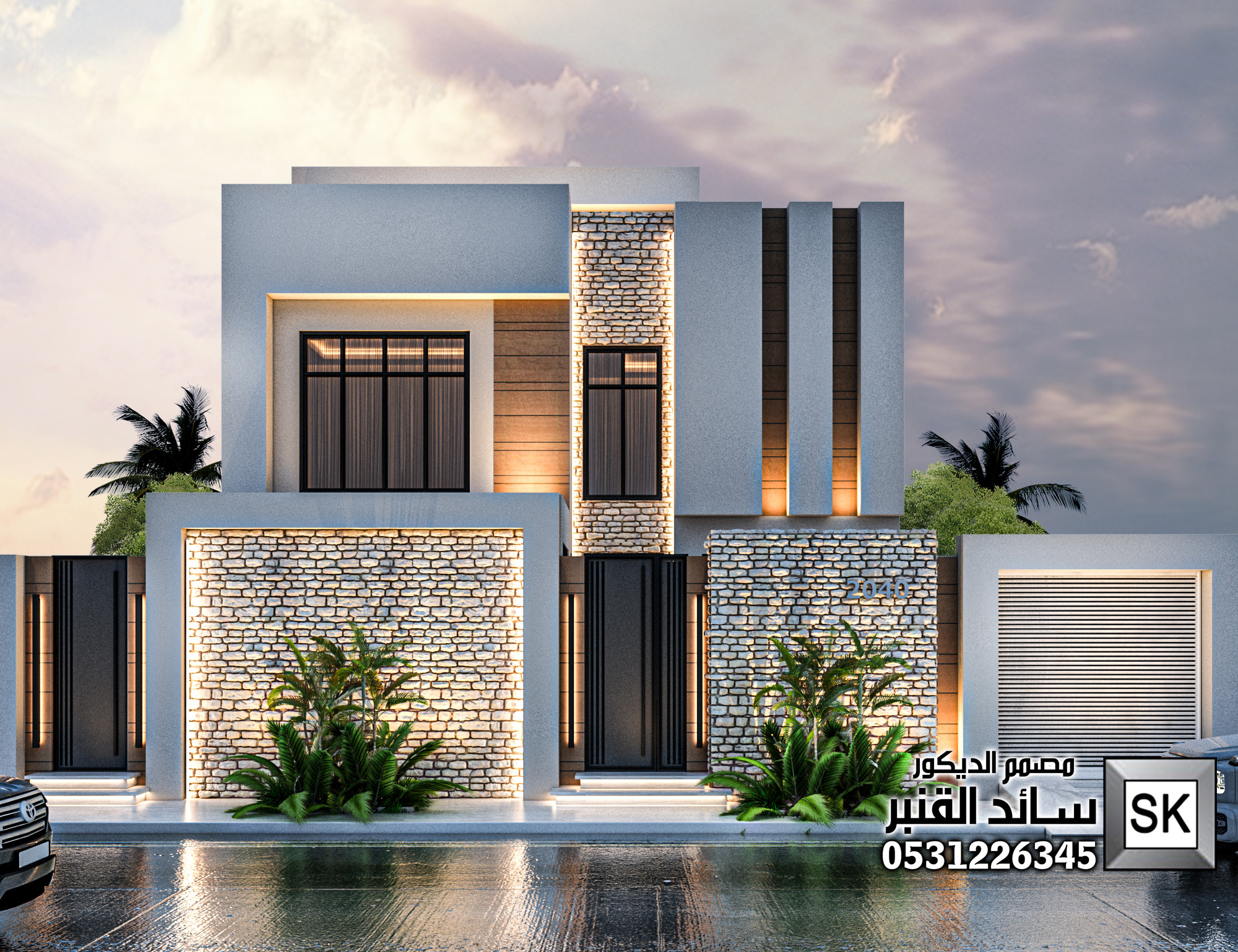 واجهة فيلا مودرن في عنيزة من أعمال مصمم الديكور سائد القنبر