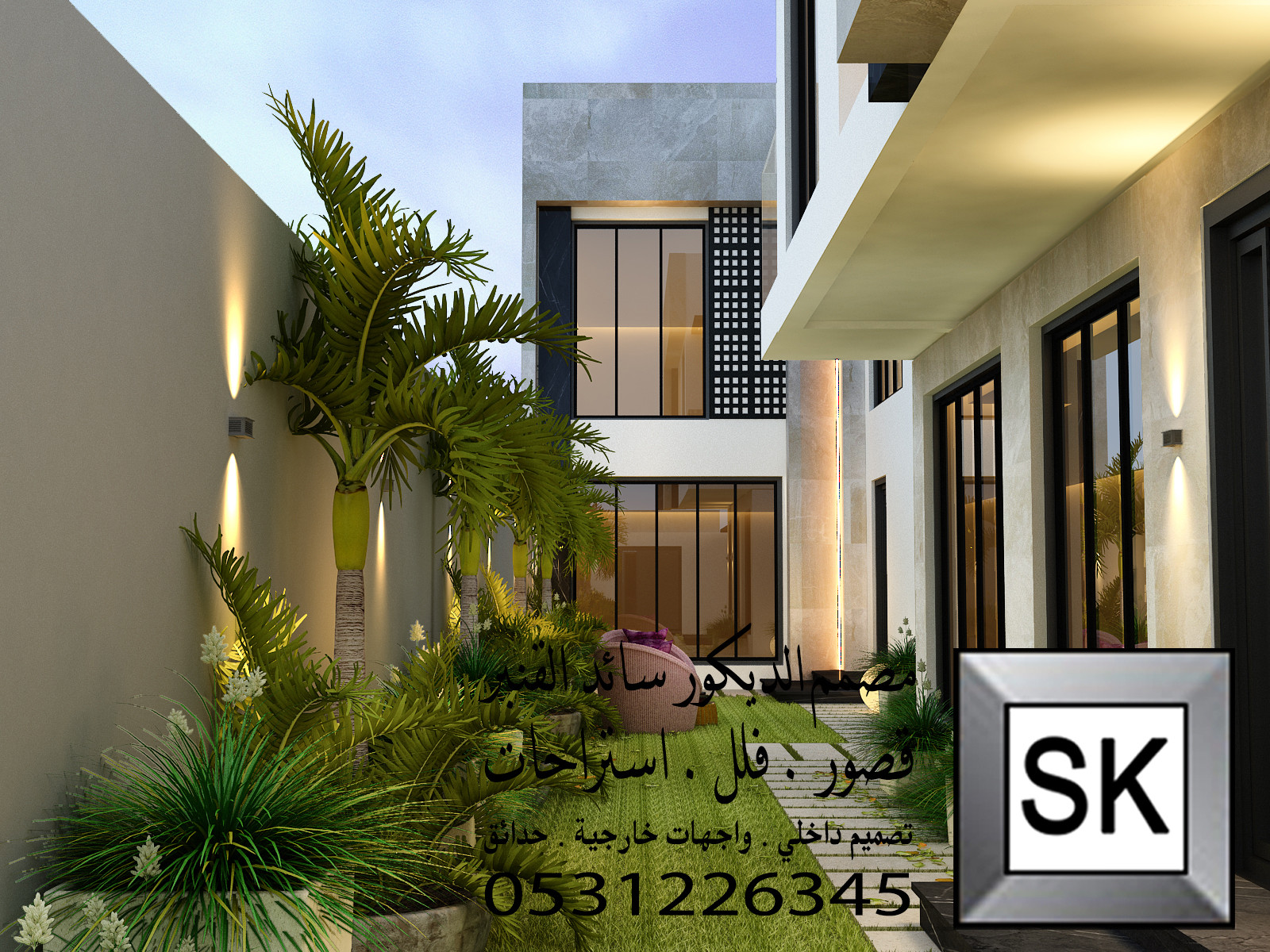 تشطيب واجهة فيلا رحام ترفنتينو في الرياض 0531226345