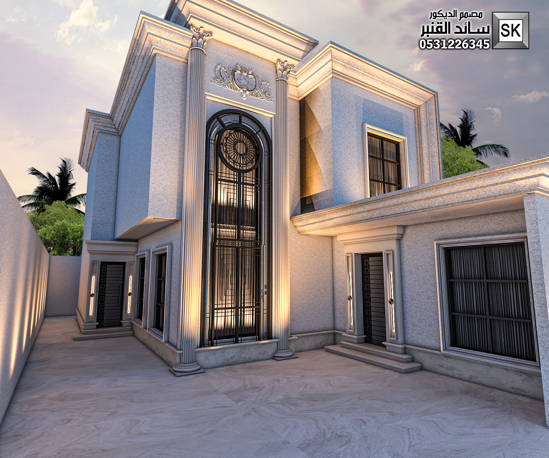 تصميم و تشطيب واجهة قصر مصغر في الرياض 0531226345