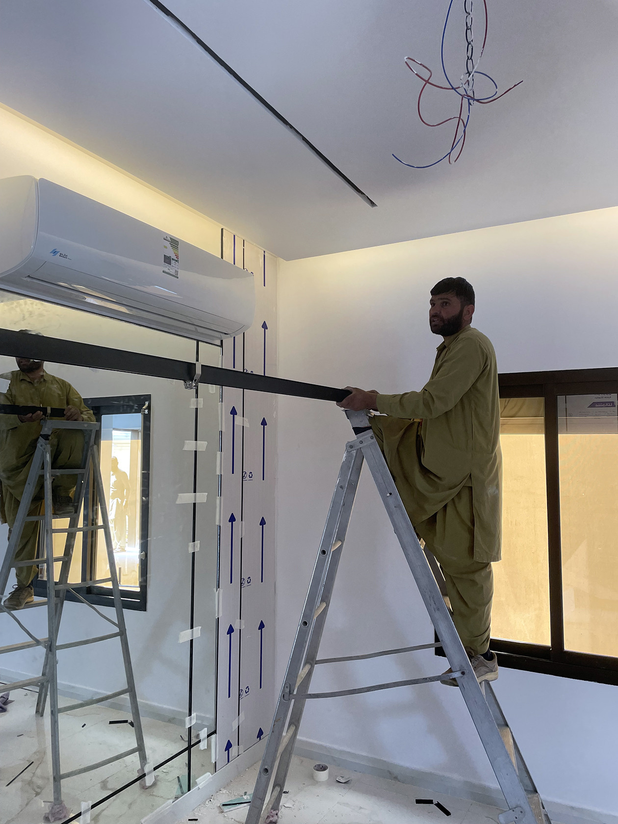 نشطيب جبس بورد أخضر  المدى 12 ملم حديد 6 ملم فيشر نحاس المتر 50 ريال شامل التصميم و الإشراف بالرياض