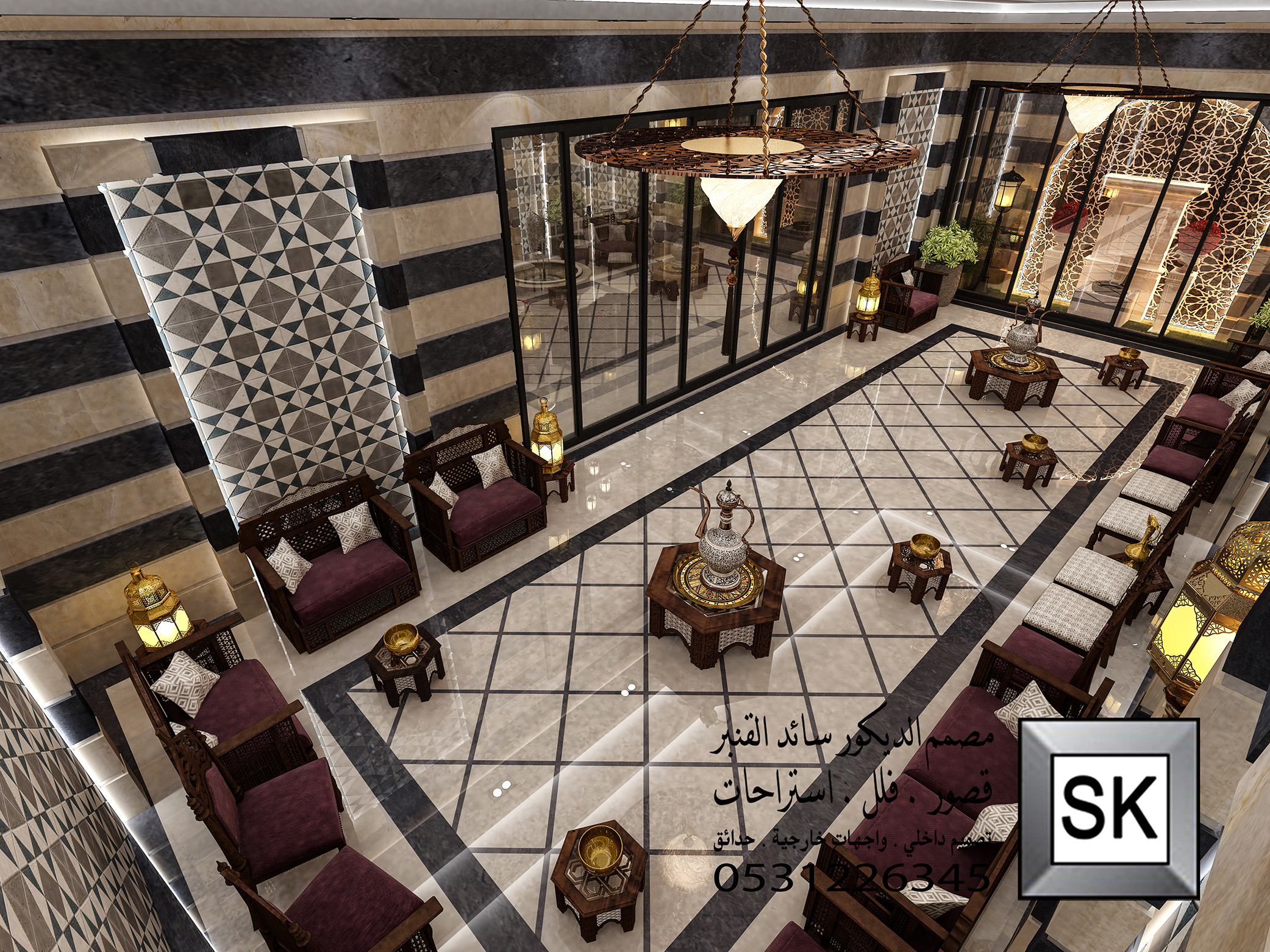 تصميم و تشطيب مجالس دمشقية فخمة في الرياض 0531226345