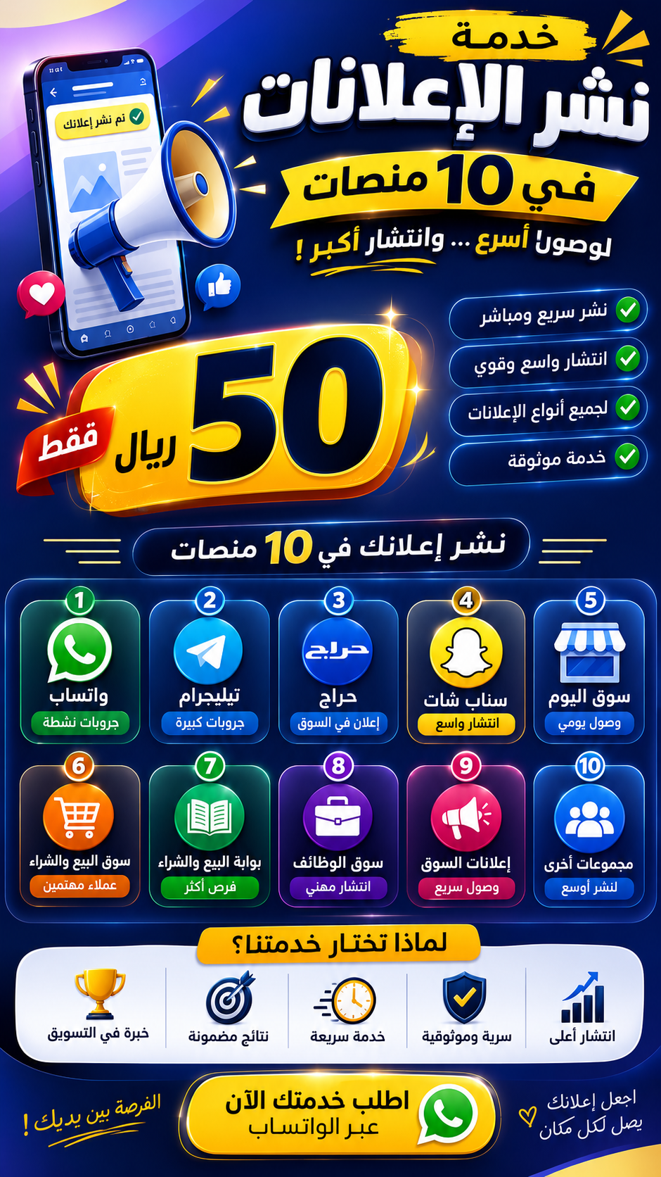 نشر اعلانك على 10منصات
